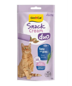 بستنی گربه جیم کت مدل Snack Cream Duo با طعم ماهی تن و علف گربه وزن 90 گرم