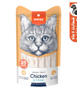 بستنی گربه ونپی مدل Creamy Treat طعم مرغ و خرچنگ وزن 350 گرم