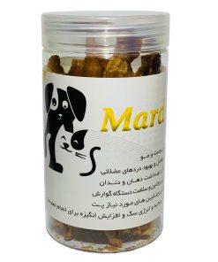 غذای تشویقی سگ استیک و اسنک خشک سیرابی بره، وزن 60 گرم، پروتئین 70 درصد، رطوبت 6 درصد، مناسب بالای 2 ماه